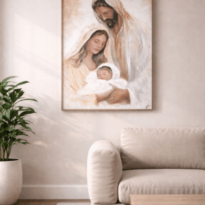 Svätá rodina obraz – moderný kresťanský print | Ježiš, Mária a Jozef FITART