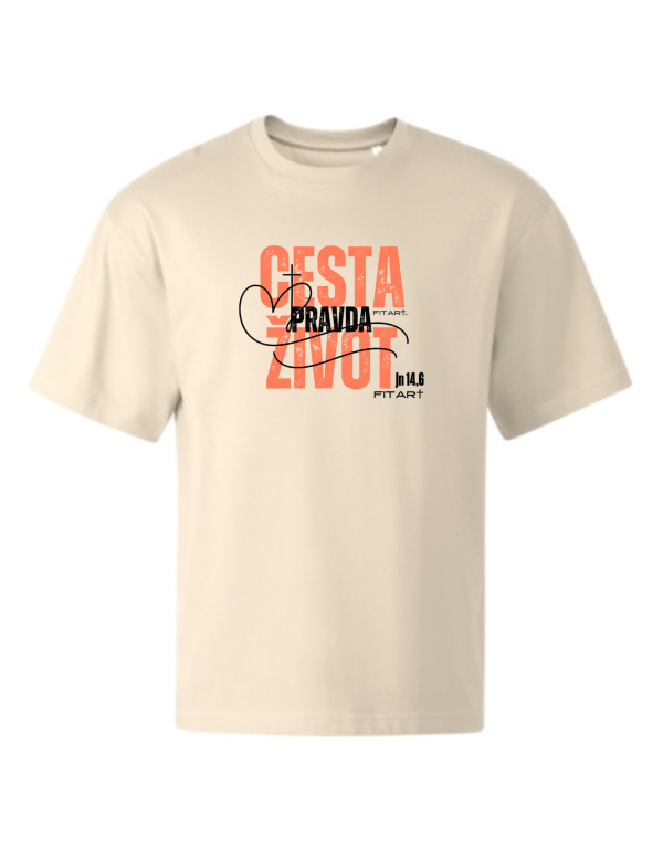 Tričko béžové - CESTA PRAVDA ŽIVOT (veľkosť M)