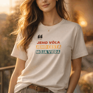FITART Tričko Béžovej farby - Jeho vôľa, jeho cesta, moja viera
