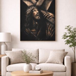 Obraz Ježiš nesie kríž | kresťanský obraz na stenu | silné duchovné umenie | print na plátne / poster