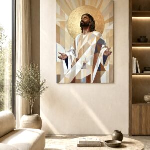 Ježiš Kristus - ODOVZDANIE –  kresťanský obraz I REPRODUKCIA NA PLÁTNE I zlaté svetlo I FITART I